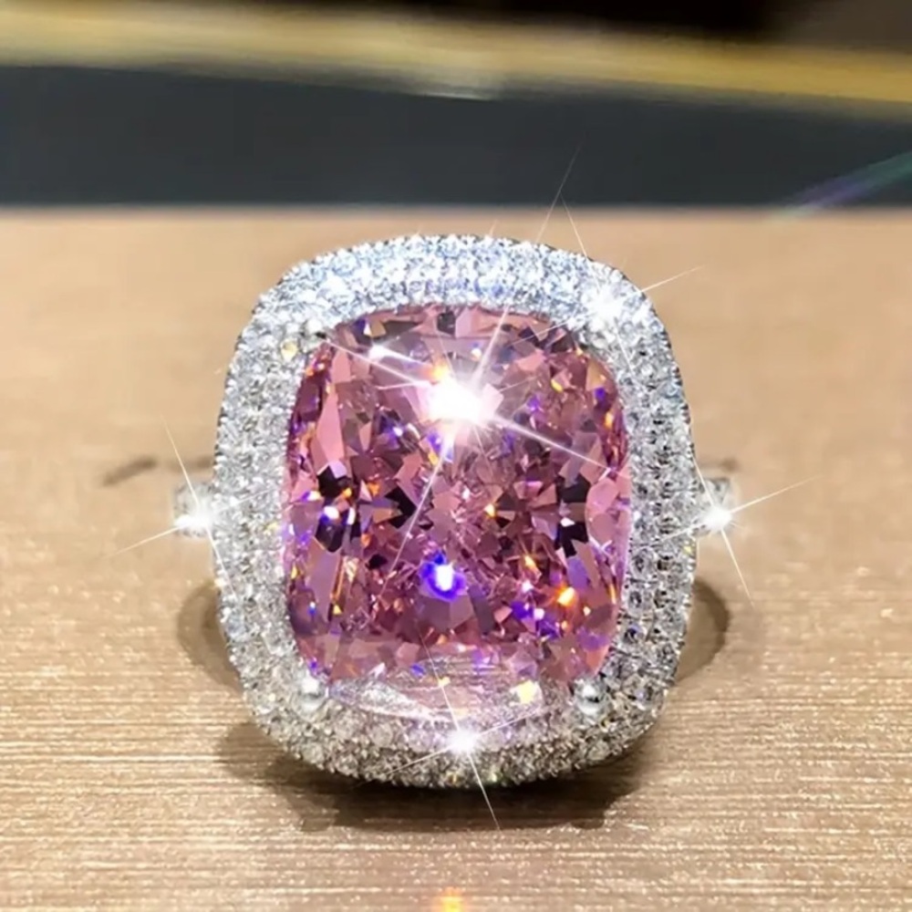 Elegant Pink Sapphire and Sterling Silver Women's Ring 10